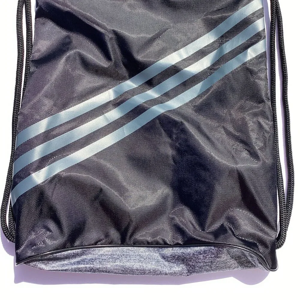 Adidas Drawstring Backpack Cinch Sack Bag Athletic Sports School Black New